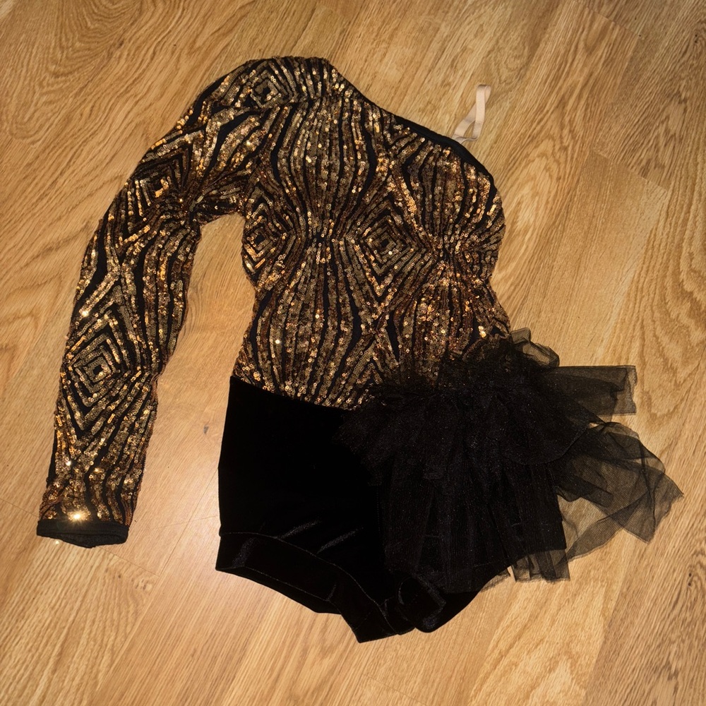 Weissman Black and Gold Sequin Costume